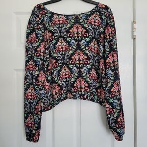 LOFT Black Floral Top Size Medium